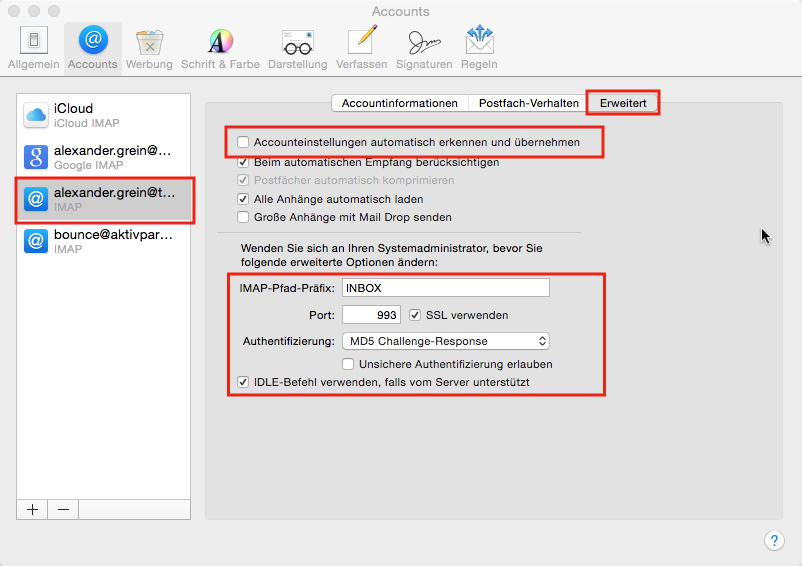IMAP-Einstellungen IMAP-Einstellungen