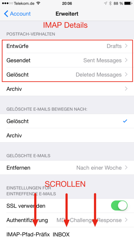 Apple Mail IMAP Konto IMAP Details 1