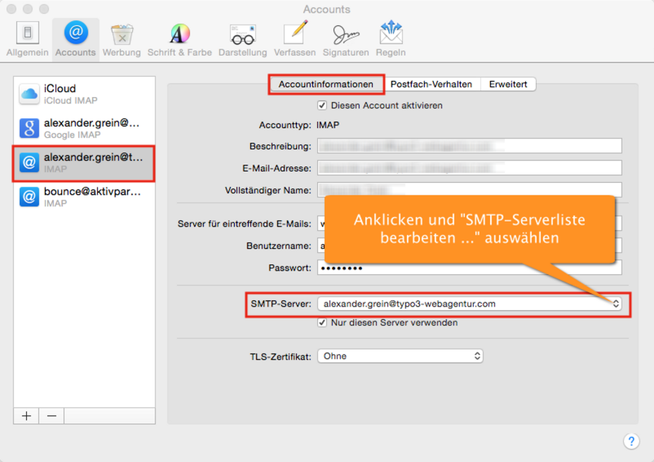 SMTP-Server-Einstellungen