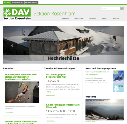 Bildschirmfoto 2016 04 10 um 21.29.40 DAV Rosenheim TYPO3 Webseite