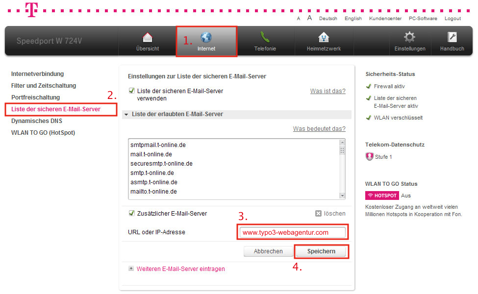 Speedport sichere E-Mail-Server Speedport sichere E-Mail-Server